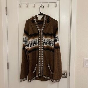 Alpaca Connection Wool Long Jacket Hoodie Fall Granola Mountains